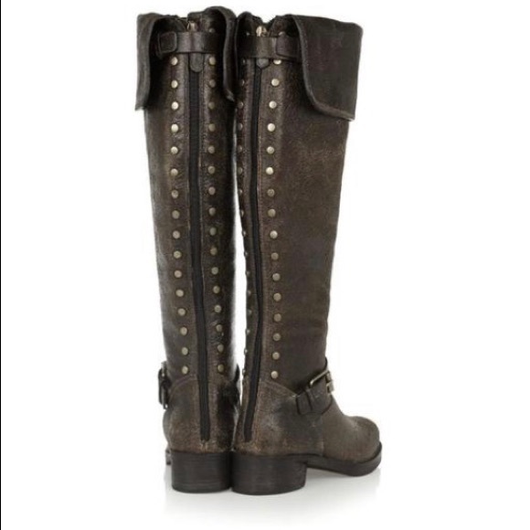 TORY BURCH - Chocolate Brown - Distressed, Over the knee Boots - Picture 3 of 13